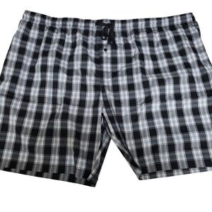 Hanes Mens 5XL Pajama Shorts Black Grey White‎ Plaid Cotton Blend NWT